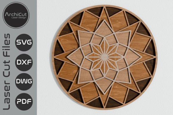 Geometric Star Laser Cut Wall Decor Layered geometric star laser cut wall decor with intersecting polygons and wood textures