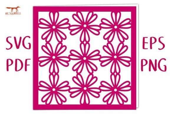 Floral Laser Cut Card Design Laser cut card with a floral pattern of nine stylized flowers in a square frame