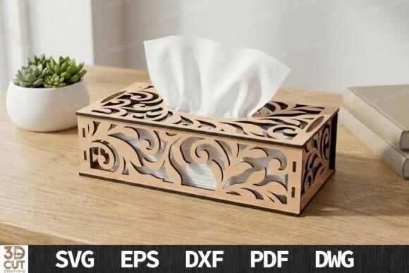 Swirl Pattern Tissue Box — tissue box laser cut Wooden tissue box laser cut with intricate swirl pattern on a table