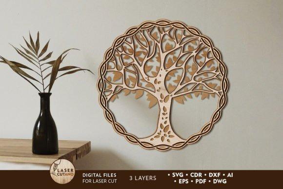 Layered Tree of Life Wall Decor — laser cut wood projects Intricate laser cut wood projects featuring a layered Tree of Life wall decor with detailed branches and leaves