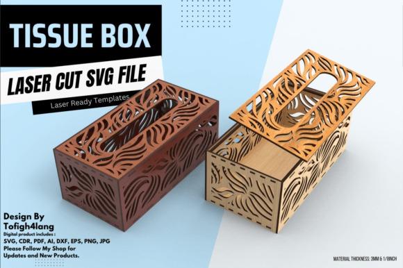 Tissue Box Laser Cut Designs Two tissue box laser cut designs with intricate leaf patterns in wood for CNC projects