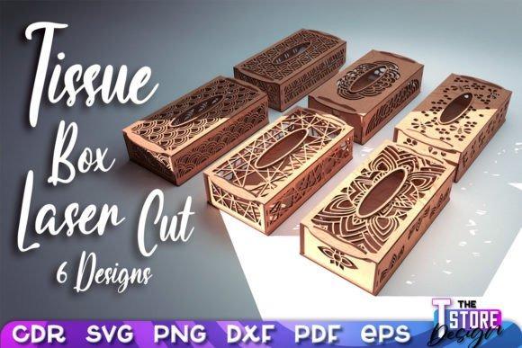 Tissue Box Laser Cut Designs Six rectangular tissue box laser cut designs with intricate patterns suitable for wood and CNC projects