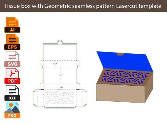 Geometric Tissue Box Laser Cut Tissue box laser cut design featuring a geometric seamless pattern template with multiple file formats