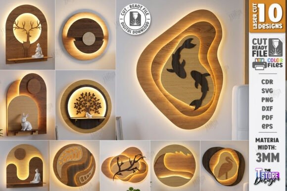 Decorative Night Light Laser Cut — laser cut decor ideas Decorative night lights with laser cut decor ideas featuring layered wood panels illuminated by LED lights creating shadows