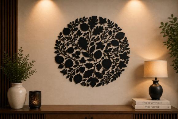 Wooden Laser Cut Wall Decor Woodland botanical circle wooden laser cut wall decor with leaves and branches