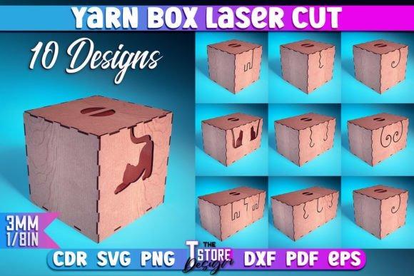 Laser Cut Box Designs Laser cut box designs featuring various decorative cutouts for yarn storage and crafting use