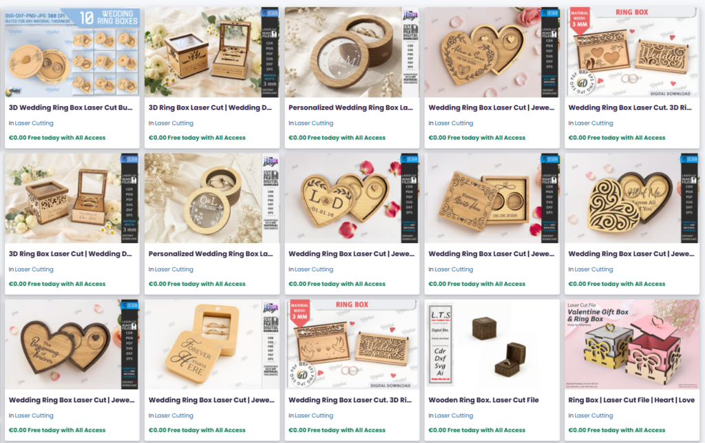 Laser Cut Jewellery Box Designs laser cut jewellery box designs including small ring boxes with engraved hearts and initials