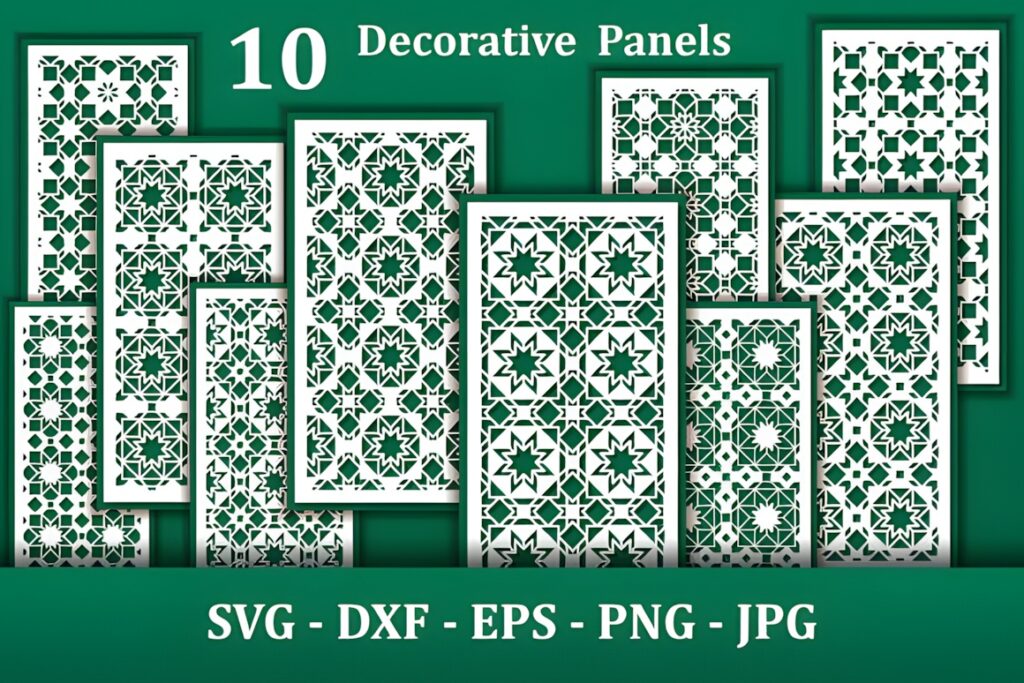 33 Modern Cnc Jaali Design Ideas for Modern Architectural Spaces 2 Set of 10 Moroccan wall art panels with geometric patterns for modern CNC jaali design