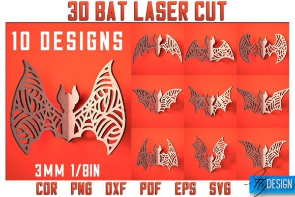 3D Bat Laser Cut Designs — Halloween laser cut ideas 3D bat laser cut designs with 10 intricate patterns for Halloween laser cut ideas