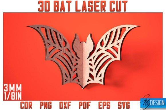 3D Bat Laser Cut Design — Halloween laser cut ideas 3D bat laser cut design with intricate wing patterns on orange background for Halloween laser cut ideas
