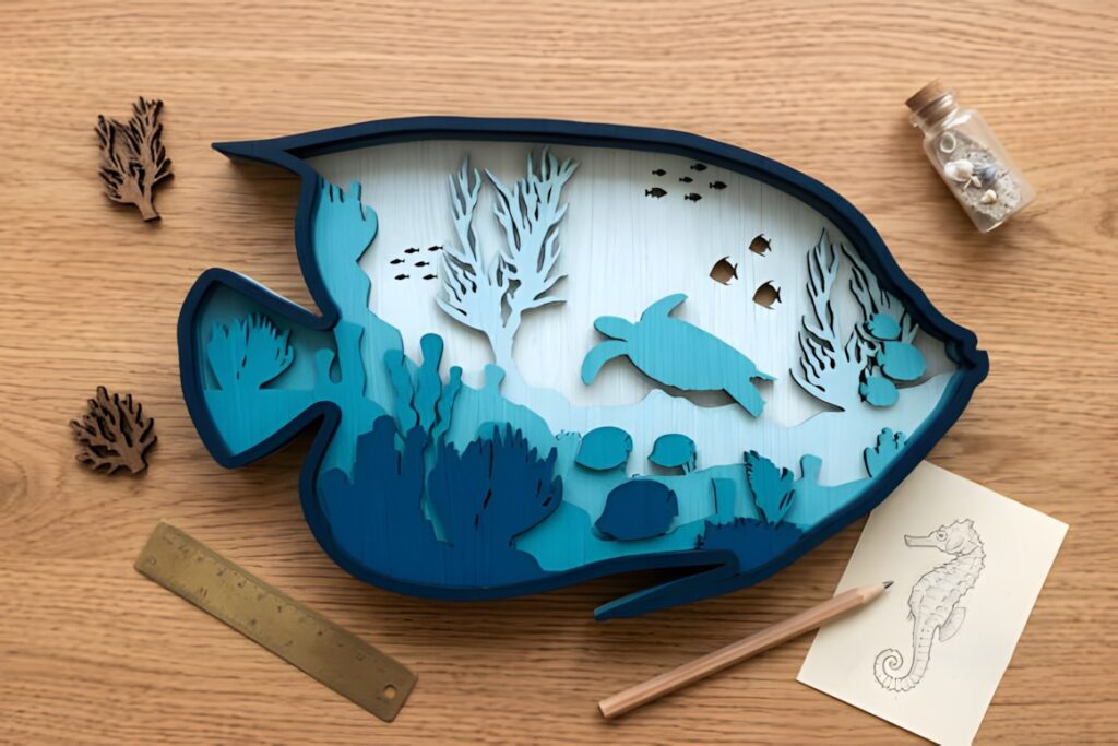 29 Laser Cut SVG Files for Wood, MDF and Acrylic Projects 45 3D fish laser cut SVG files for wood projects with layered ocean scene and sea turtle
