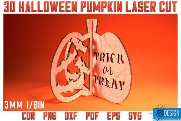 3D Halloween Pumpkin Laser Cut — laser cut Halloween decorations 3D laser cut Halloween pumpkin decoration with Trick or Treat text and bat design — laser cut Halloween decorations