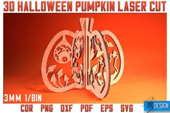 Halloween Laser Cut Pumpkin — Halloween laser cut ideas 3D Halloween pumpkin laser cut design with intricate spooky patterns in wood — Halloween laser cut ideas