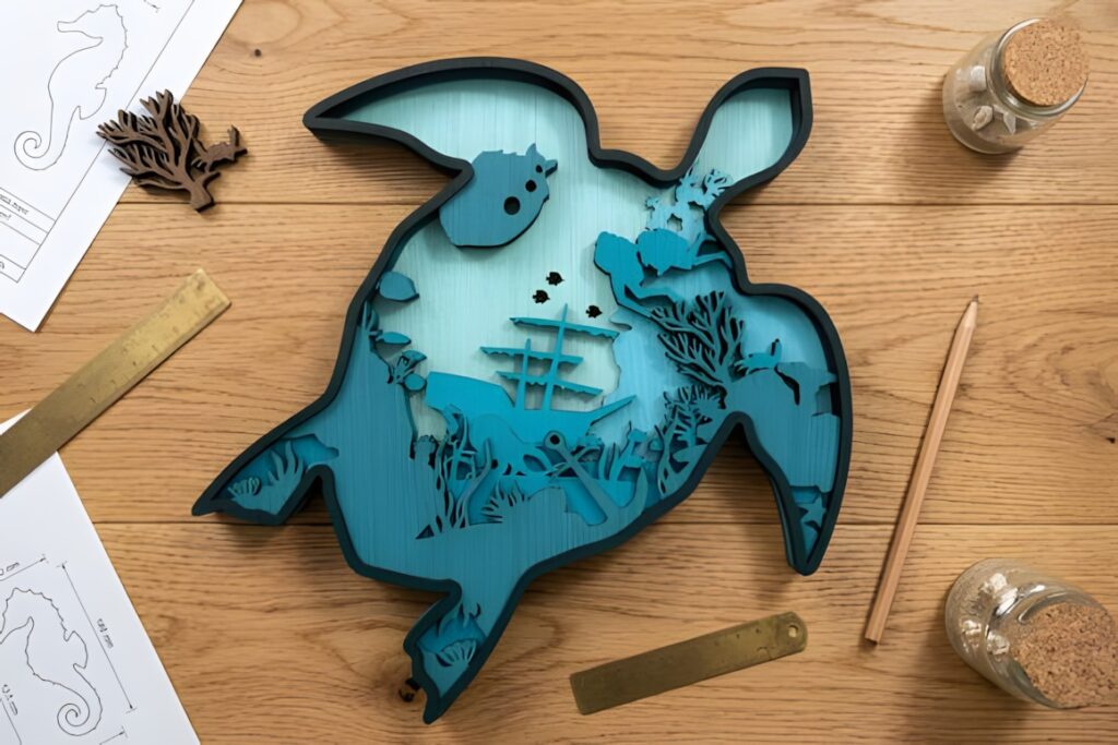 29 Laser Cut SVG Files for Wood, MDF and Acrylic Projects 40 3D sea turtle laser cut SVG files for wood projects with layered underwater scene and marine life details