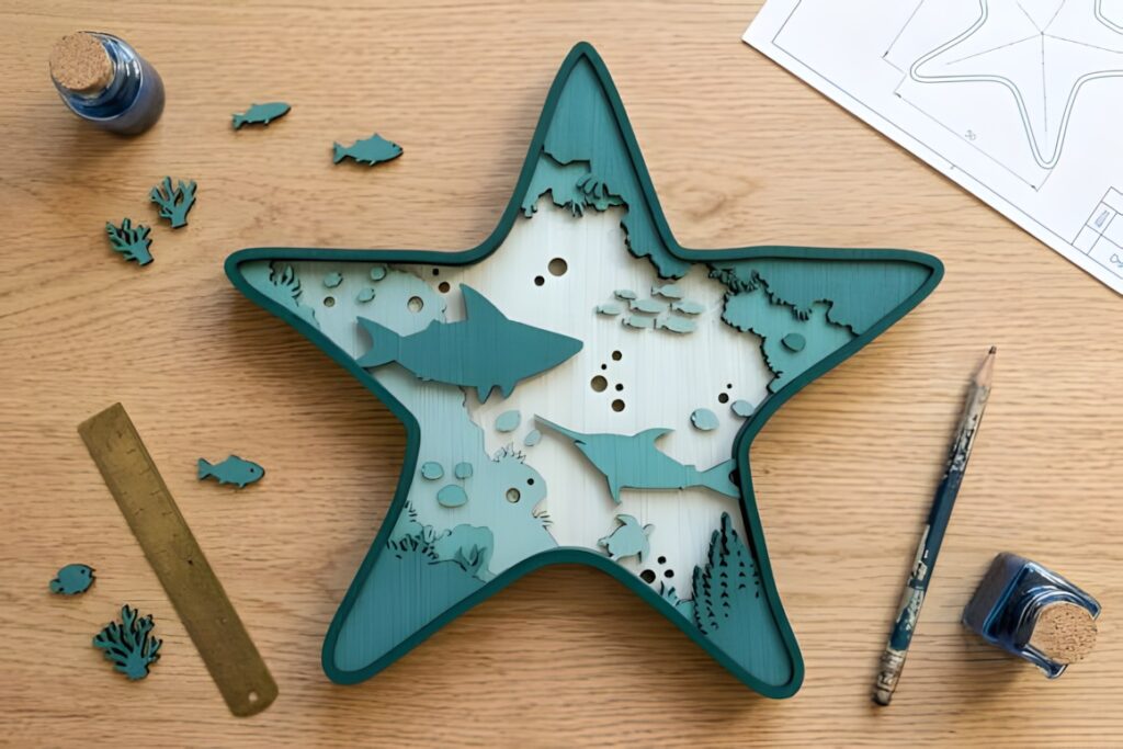 29 Laser Cut SVG Files for Wood, MDF and Acrylic Projects 35 3D starfish laser cut file with layered sea creatures and coral for wood projects — laser cut SVG files for wood projects