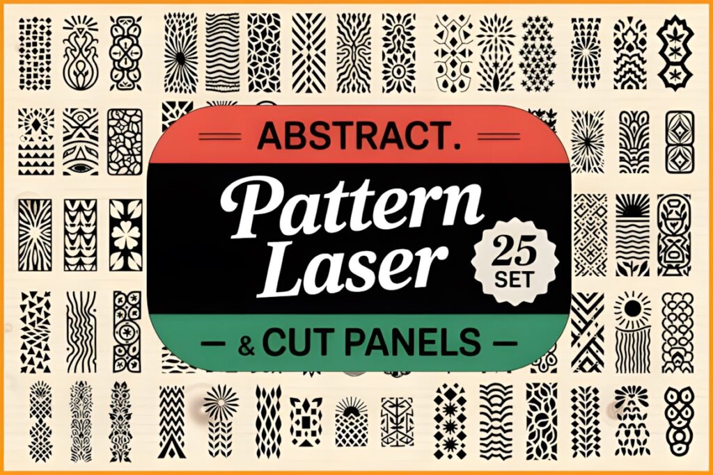 33 Modern Cnc Jaali Design Ideas for Modern Architectural Spaces 29 Abstract pattern laser cut panels with various modern CNC jaali design motifs in black on beige background