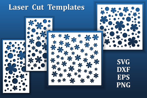 17 Laser Cut Screens for Modern Partitions and Outdoor Spaces 7 Laser cut screens for partitions with abstract floral geometric patterns in SVG, DXF, EPS, PNG formats