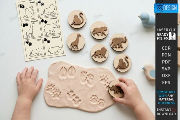 21 Laser Cut Toys for Kids and Creative Play 15 Laser cut toys animal track stamps pressing patterns into play dough for sensory and nature play
