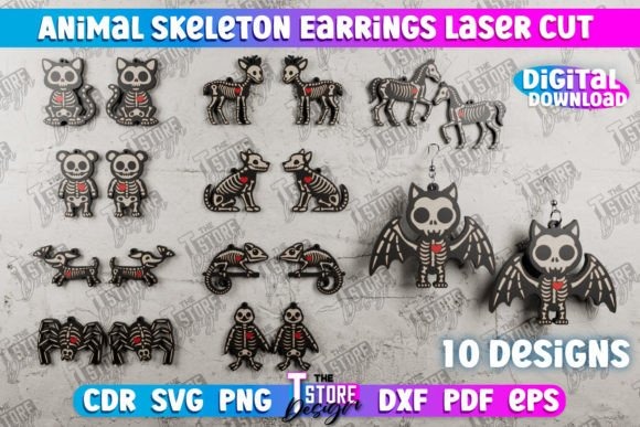 35 Halloween Laser Cut Wood Earrings Ideas 21 halloween laser cut wood earrings featuring 10 animal skeleton designs in black with red bone details