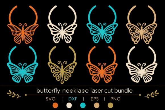 laser cut necklace butterfly designs in multiple colors and styles for crafting