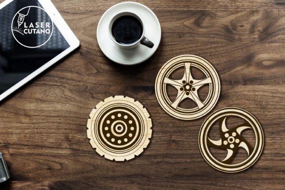 Laser Engraving Ideas for 10 Useful Home Projects 10 Laser engraving ideas for home decor showing three intricately designed wooden coaster templates on a wooden table with a