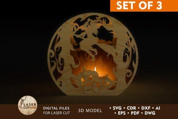 Halloween Laser Cut Candle Holders — Halloween laser cut ideas Set of three multilayer Halloween candle holders made from 3 mm material with intricate laser — Halloween laser cut ideas