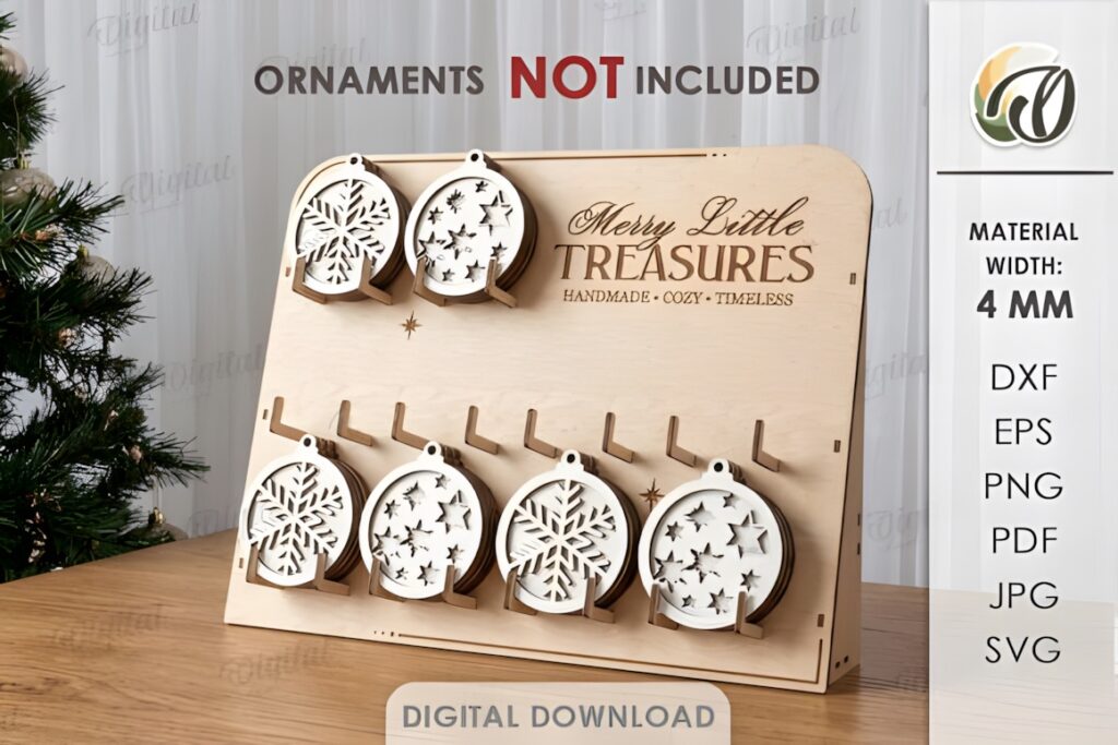 21 Laser Cut Organizer SVG Files for Home Storage Projects 35 laser cut organizer wooden Christmas ornament display stand with hooks for 4 mm material