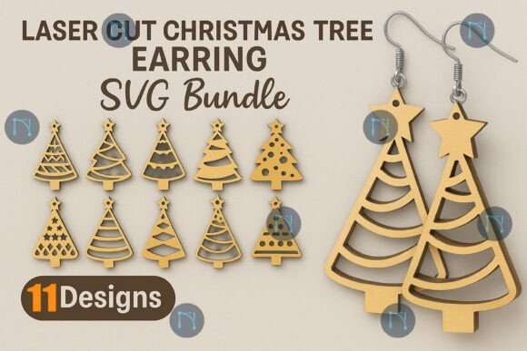 17 Laser Cut Christmas Jewelry Ideas 4 Laser cut Christmas tree earring SVG bundle with 11 wooden tree designs and a pair of — laser cut christmas jewelry