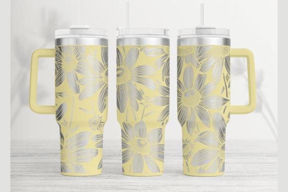 31 Laser Engraving Ideas for Practical DIY Builds 31 Yellow 40oz tumbler with laser engraving ideas daisy floral wrap design in silver