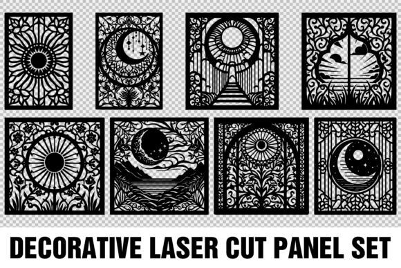 17 Laser Cut Screens for Modern Partitions and Outdoor Spaces 17 Decorative laser cut screens for partitions with eight coordinated modern patterns including sun, moon, and floral motifs