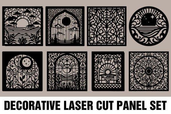 45 Laser Cut Panels for Indoor and Outdoor Features 22 Set of eight decorative laser cut panels with geometric and floral-inspired designs for indoor and outdoor features