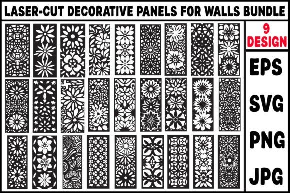 17 Laser Cut Screens for Modern Partitions and Outdoor Spaces 15 Nine decorative laser cut screens for partitions featuring floral and ornamental patterns in black and white