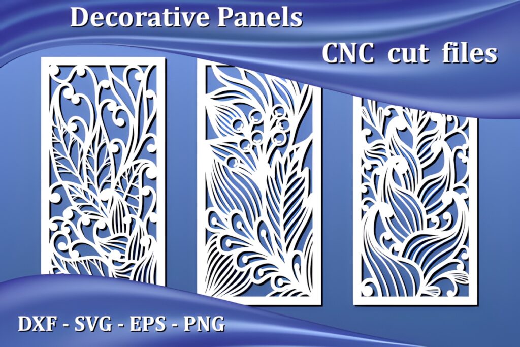15 Laser Cut Outdoor Fence Panels for Modern Garden Privacy 2 laser cut outdoor fence panels with abstract floral designs in white against blue background