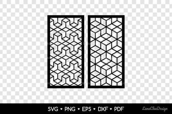 10 Laser Cut Panels for Privacy Screens and Room Dividers 6 Laser cut panels for privacy screens and room dividers with geometric patterns in black outlines