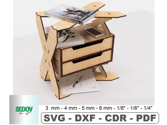 10 Laser Cut Projects for Useful Home and Workshop Builds 14 Laser cut projects for home and workshop showing a wooden desktop organizer with shelf holding books, phone, and papers