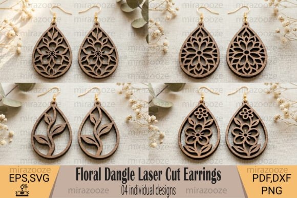 45 Best Laser Cut Acrylic Jewelry Ideas 13 Floral dangle laser cut acrylic jewelry earrings with botanical motifs in teardrop shapes