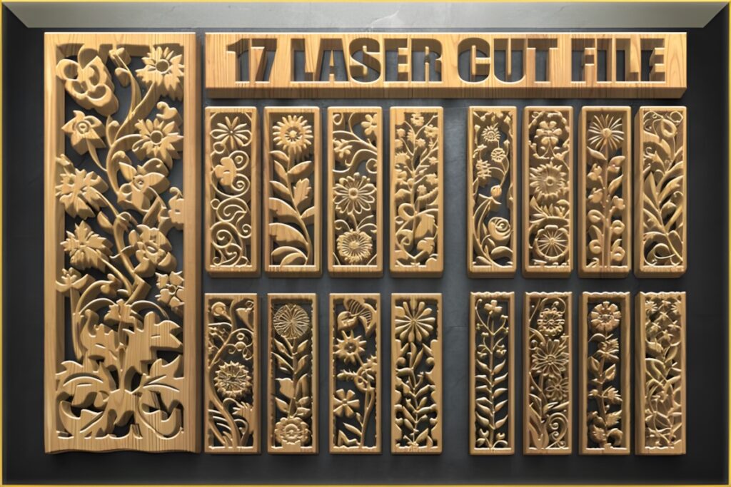 33 Modern Cnc Jaali Design Ideas for Modern Architectural Spaces 25 Set of 17 floral panels with botanical designs for modern CNC jaali design in laser cut style