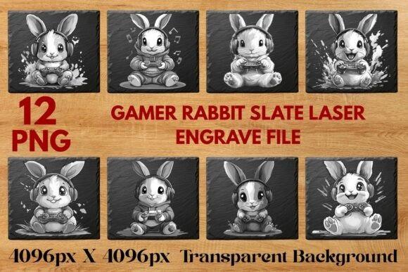 31 Laser Engraving Ideas for Practical DIY Builds 26 Gamer rabbit slate laser engrave file with 12 high-resolution grayscale PNG images for laser engraving ideas