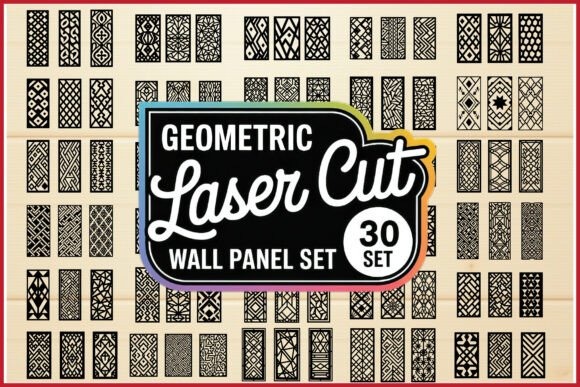17 Laser Cut Screens for Modern Partitions and Outdoor Spaces 10 Geometric laser cut screens for partitions with 30 decorative patterns in black on beige background