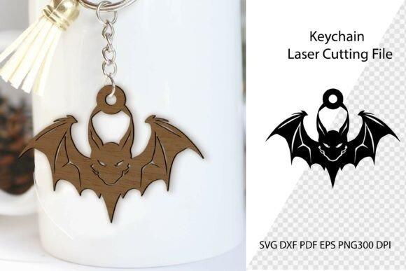 Halloween Bat Keychain Laser Cut — Halloween laser cut keychain Halloween laser cut keychain featuring a bat design in wood with multiple file formats available