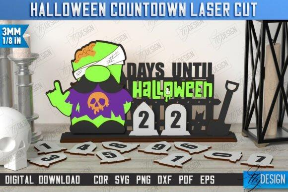 Halloween Countdown Laser Cut — laser cut Halloween decorations Laser cut Halloween decorations featuring a countdown calendar with a green Frankenstein figure and interchangeable number