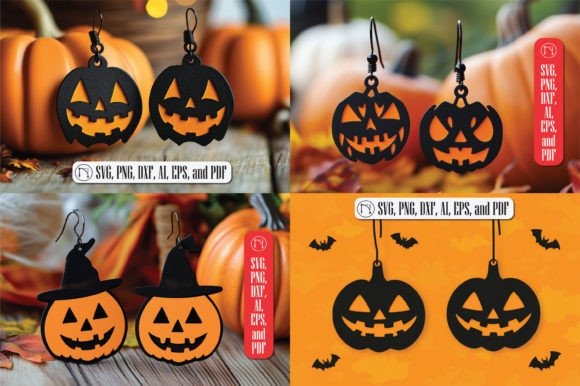 25 Laser Cut Halloween Jewelry Ideas 7 Laser cut Halloween jewelry featuring dangle earrings with pumpkin and witch hat designs in black silhouette style