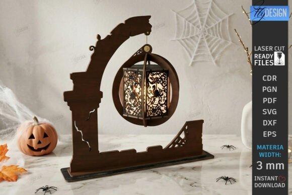 Halloween Hand Lantern Laser Cut — Halloween laser cut ideas Halloween laser cut ideas showing a 3D hand lantern with intricate cutouts and a pumpkin decoration