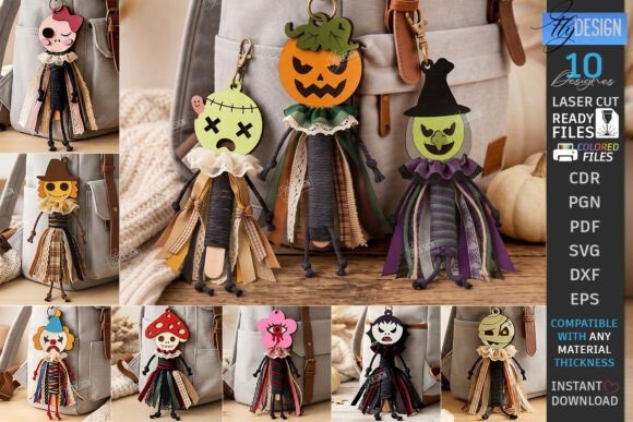 15 Laser Cut Pendant Ideas for Unique Handmade Jewelry 12 Laser cut pendant Halloween keychains with various spooky character designs in multiple file formats