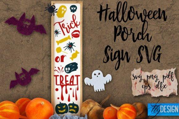 Halloween Porch Sign SVG — Halloween laser cut ideas Halloween laser cut ideas vertical porch sign with Trick or Treat text and spooky icons surrounded by pumpkins and bats