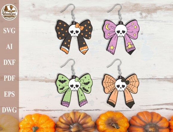 45 Best Laser Cut Acrylic Jewelry Ideas 35 Laser cut acrylic jewelry Halloween skull bow earrings with bats, spider webs, stars, moons, and polka dots