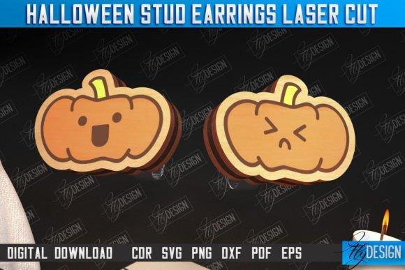 Halloween Pumpkin Stud Earrings — Halloween laser cut ideas Halloween laser cut ideas showing pumpkin stud earrings in contrasting orange acrylic colors with expressive faces
