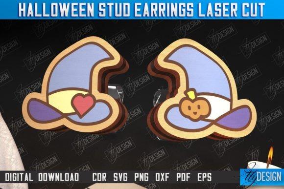 Halloween Stud Earrings Laser Cut — Halloween laser cut ideas Halloween laser cut ideas showing stud earrings shaped like witch hats with pumpkin and heart details