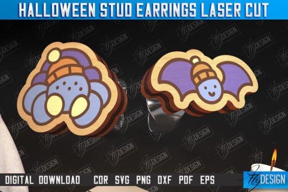 Halloween Laser Cut Stud Earrings — Halloween laser cut ideas Halloween laser cut ideas showing stud earrings with spider and bat motifs in small format
