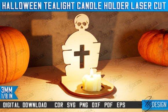 Halloween Tealight Candle Holder — Halloween laser cut ideas Halloween laser cut ideas showing a compact tealight candle holder with skull and cross cutouts